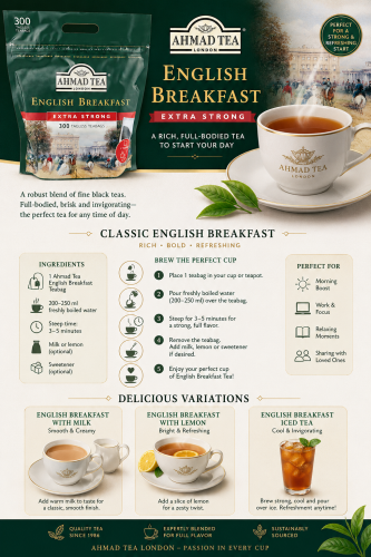 Ahmad Tea English Breakfast Extra Strong (300 tagless tepåsar)