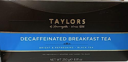 Taylors Decaffeinated Breakfast 100 Teabags 250gr
