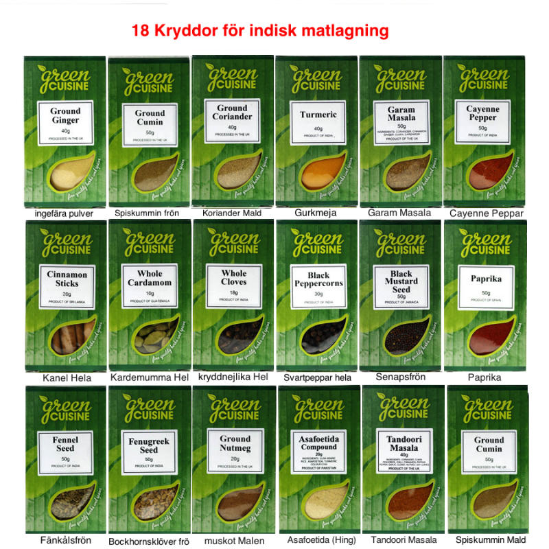 18 Kryddor för indisk matlagning