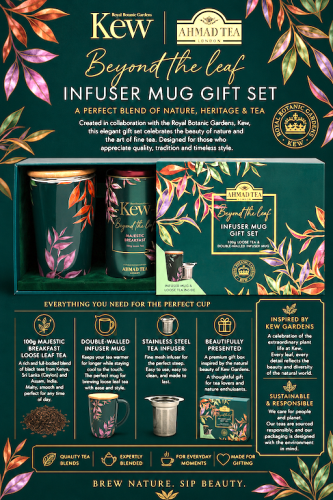 Ahmad Tea KEW Infuser Mug Set + Loose Breakfast Tea (lösvikt, 100g)