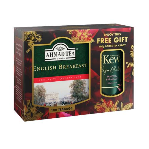 AHMAD TEA 100 Tagged t/b English Breakfast + 100g KEW Majestic Breakfast