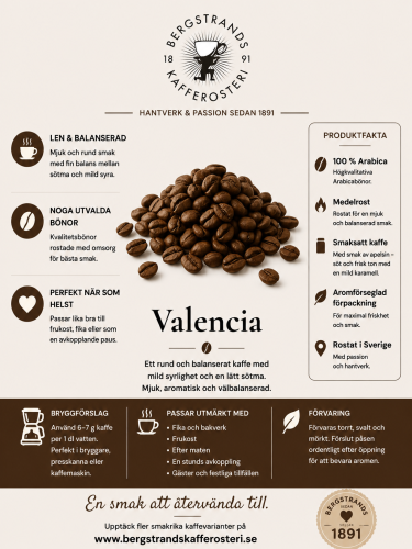Valencia - Smaksatt kaffe (hela bönor, 250g​​​)