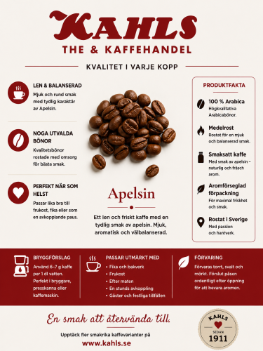 Apelsin - Smaksatt kaffe (hela bönor, 250g)