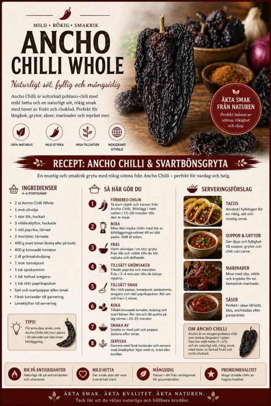 Cool ChileWhole Dried Ancho Chillies (150g)