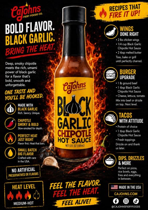 CaJohn's Black Garlic Chipotle Hot Sauce (148ml)