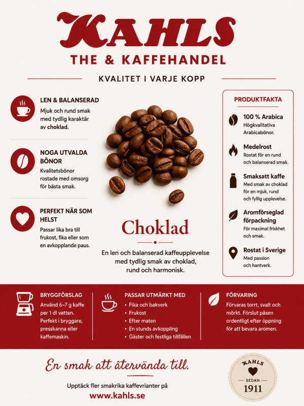 Choklad - Smaksatt kaffe (hela bönor, 250g)