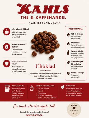 Choklad - Smaksatt kaffe (hela bönor, 250g)