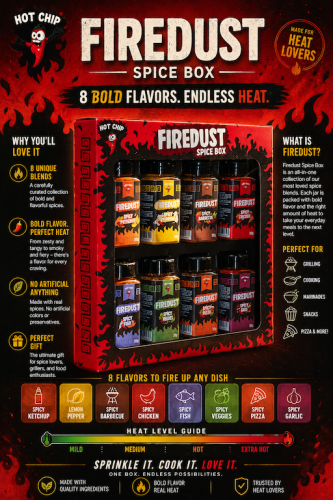 Hot Chip Firedust Gift Set of Spice Mixes (8 smaker)