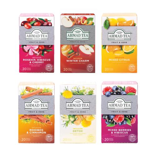 AHMAD TEA Fruit & Herbal Infusion Bundle (6x20 tepåsar)