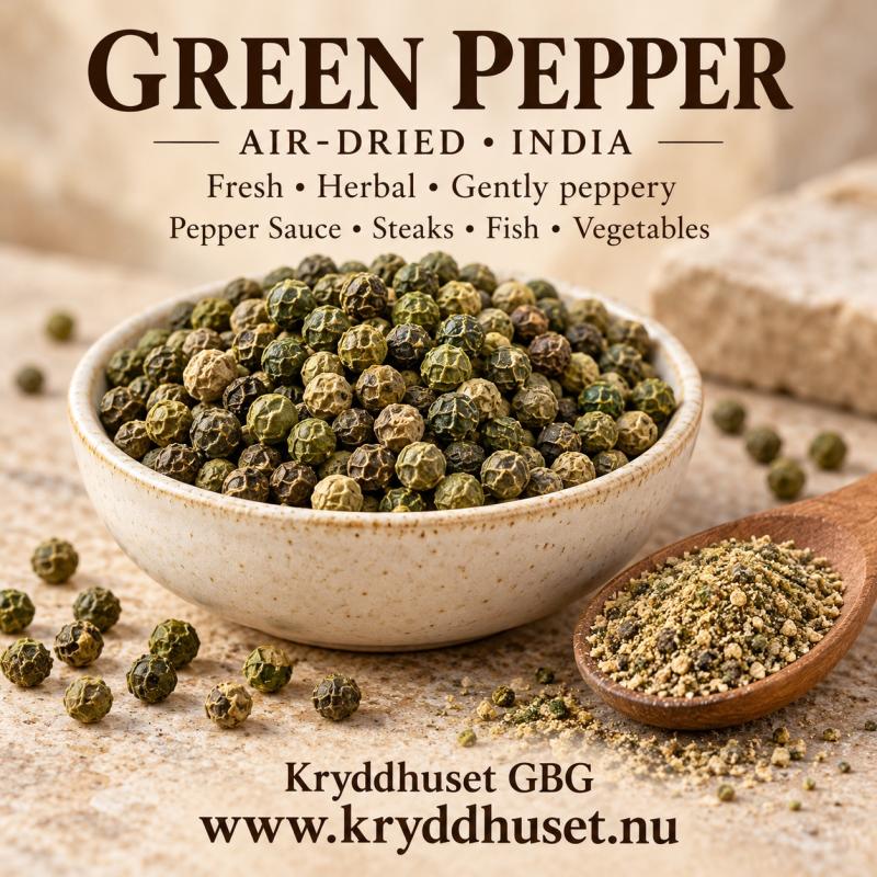 Peppargrön, lufttorkad, Indien 50gr