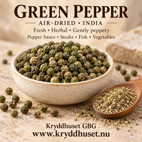 Peppargrön, lufttorkad, Indien 50gr