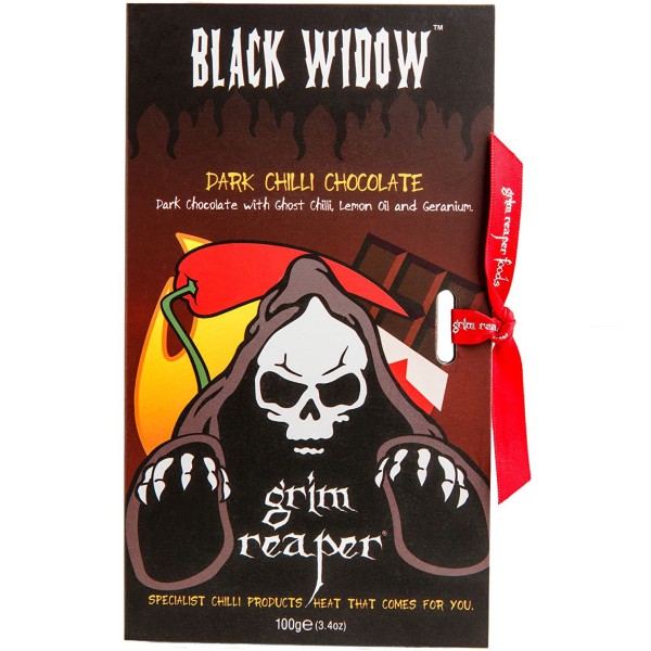 Black Widow™ Ghost Chilli Dark Chocolate Bar (70% Cocoa) Wit 100gr