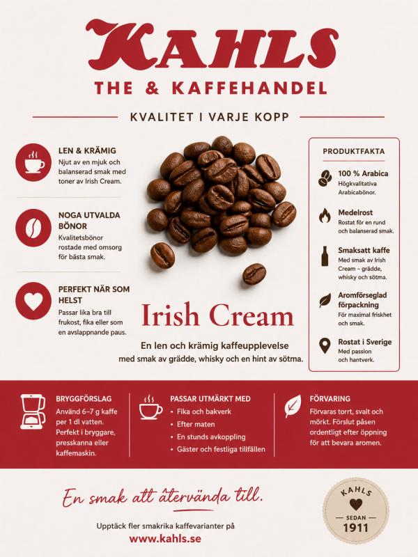 Irish Cream - Smaksatt kaffe (hela bönor, 250g)
