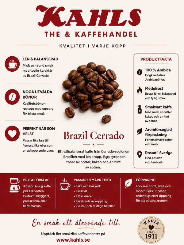 Brazil Cerrado Kaffe (hela bönor, 250g)