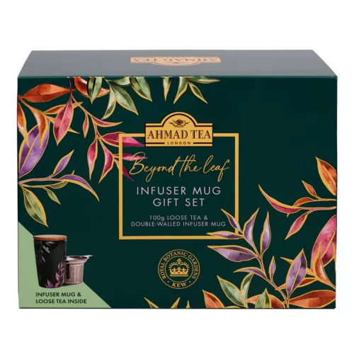 AHMAD TEA Kew Infuser Mug Set + Loose Breakfast Tea (lösvikt, 100g)