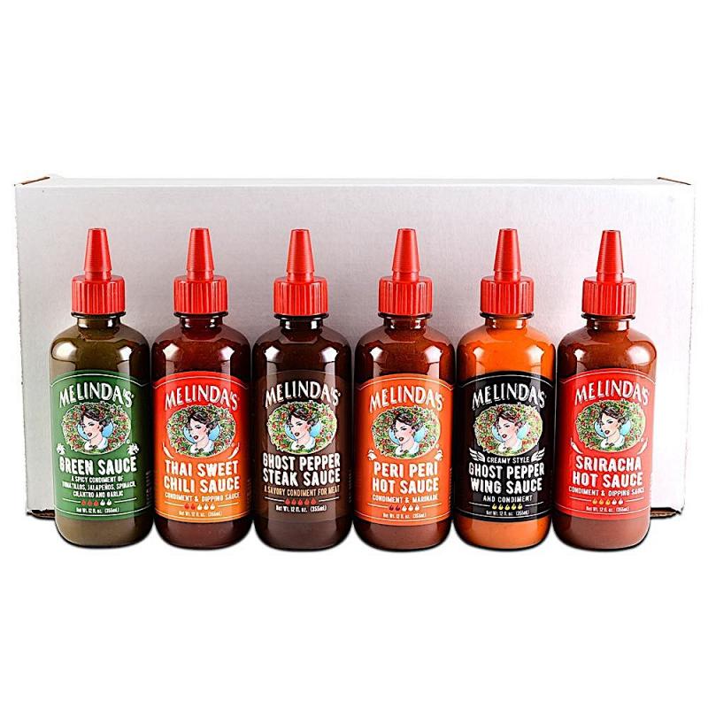 Melinda's 6-pack Condiment Sauces (Green, Thai, Ghost Stk, Peri, Ghost Wng, Sriracha