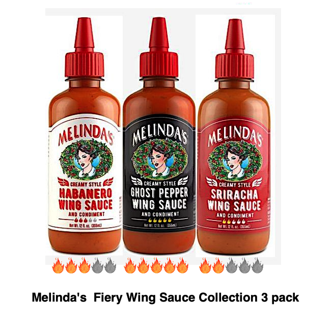 ​Melinda's  Fiery Wing Sauce Collection 3 pack ​​​​​​​