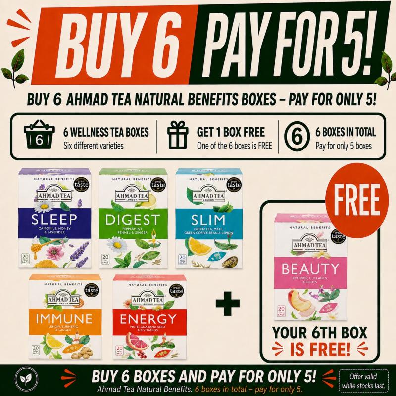 Ahmad Tea Natural Benefits Bundle (6x20 tepåsar)