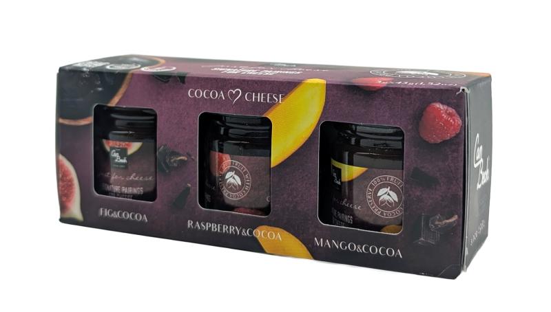 Presentask Ostmarmelader med kakao (43gx3) Hallon/fikon/Mango, Gluten-, laktosfri, 129g