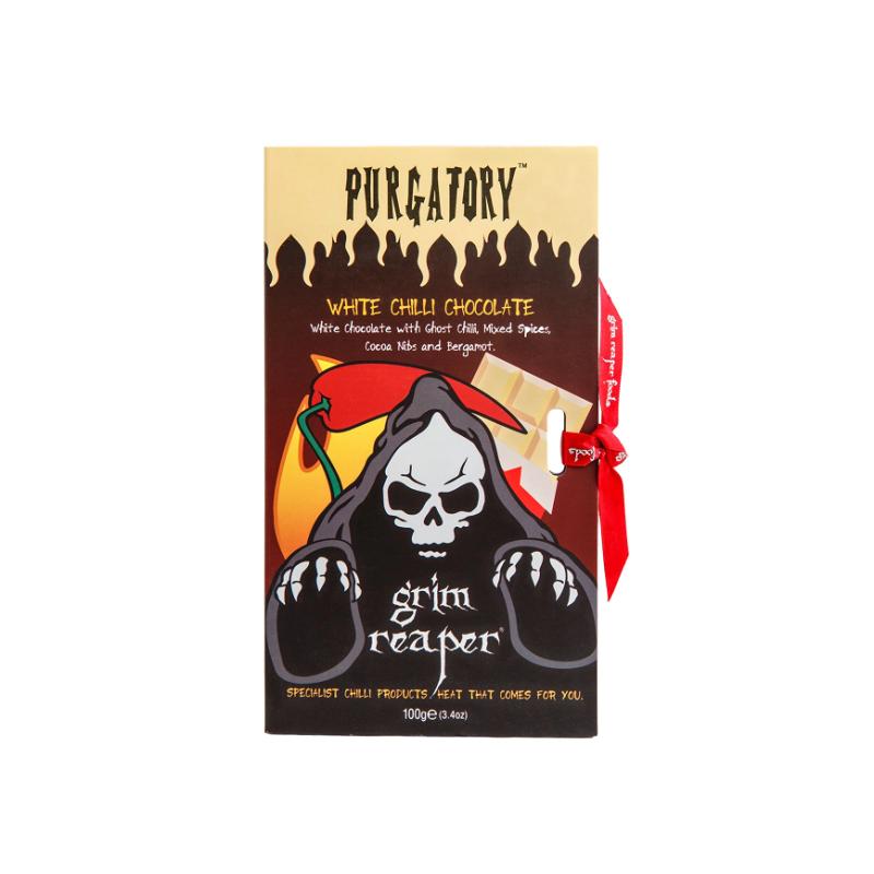 Purgatory™ Ghost Chilli White Chocolate Bar 28% Cocoa (100g)
