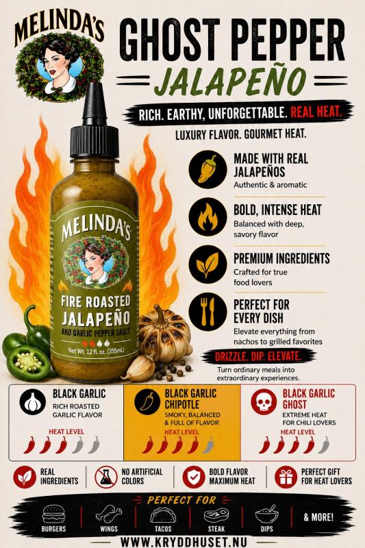 Melinda's Fire Roasted Jalapeño & Garlic Pepper Sauce (355ml)