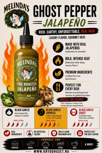 Melinda's Fire Roasted Jalapeño & Garlic Pepper Sauce (355ml)