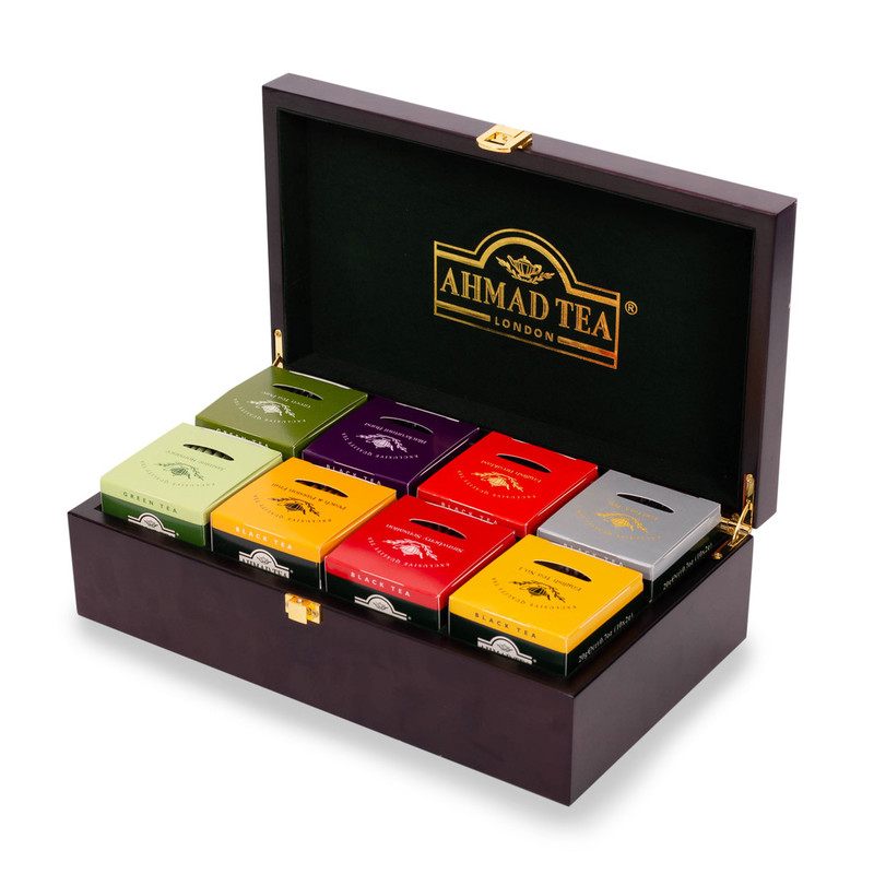 Ahmad Tea Keeper Wooden Box with 80-Count Assorted Tea Bags
