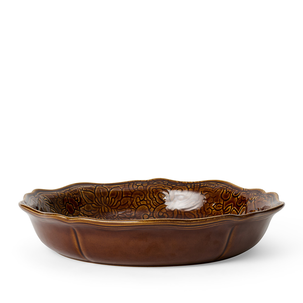 Rund pajform 25x5 cm – Arabesque, stengods med färgskiftande glasyr