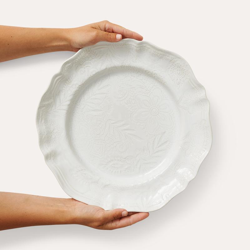 Large round dish, white