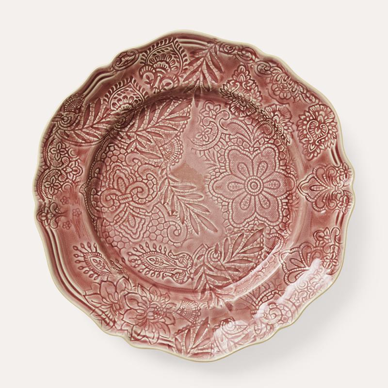 Large round dish, old rose