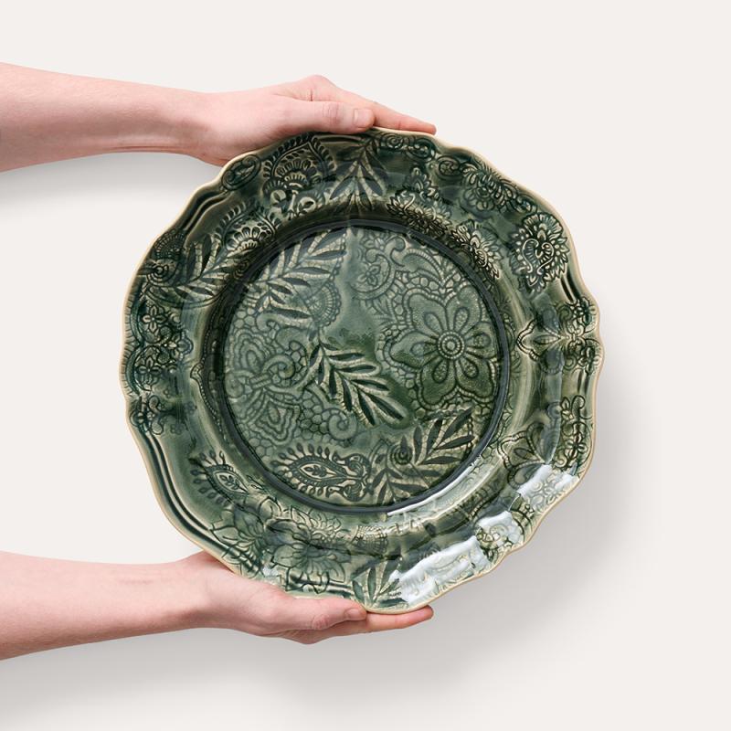 Large round dish, dusk