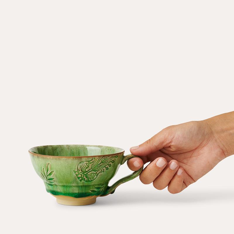Cup with handle, seaweed