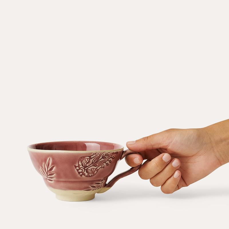 Cup with handle, old rose