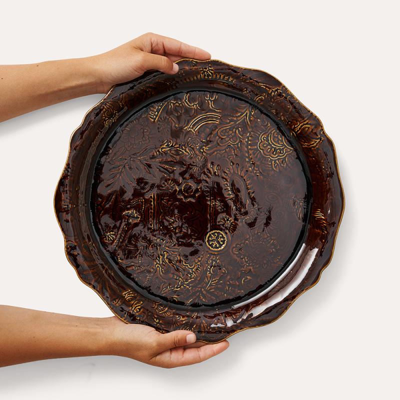 Round serving plate/pizza plate, coffee