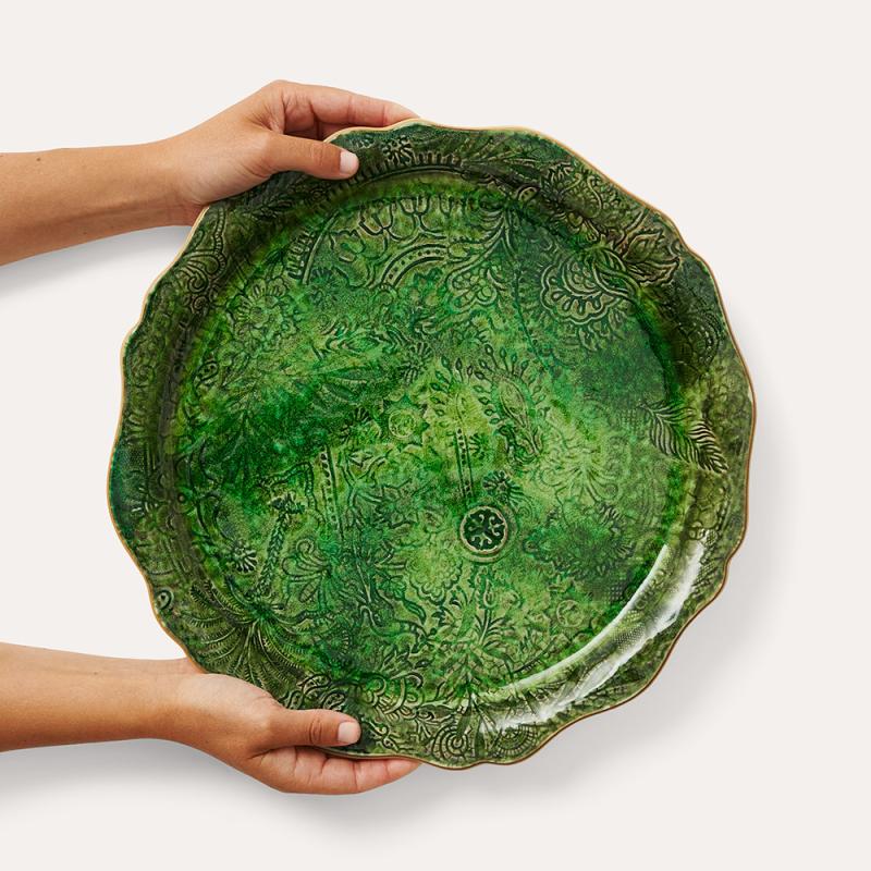 Round serving plate/pizza plate, seaweed