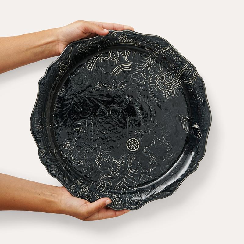 Round serving plate/pizza plate, thunder