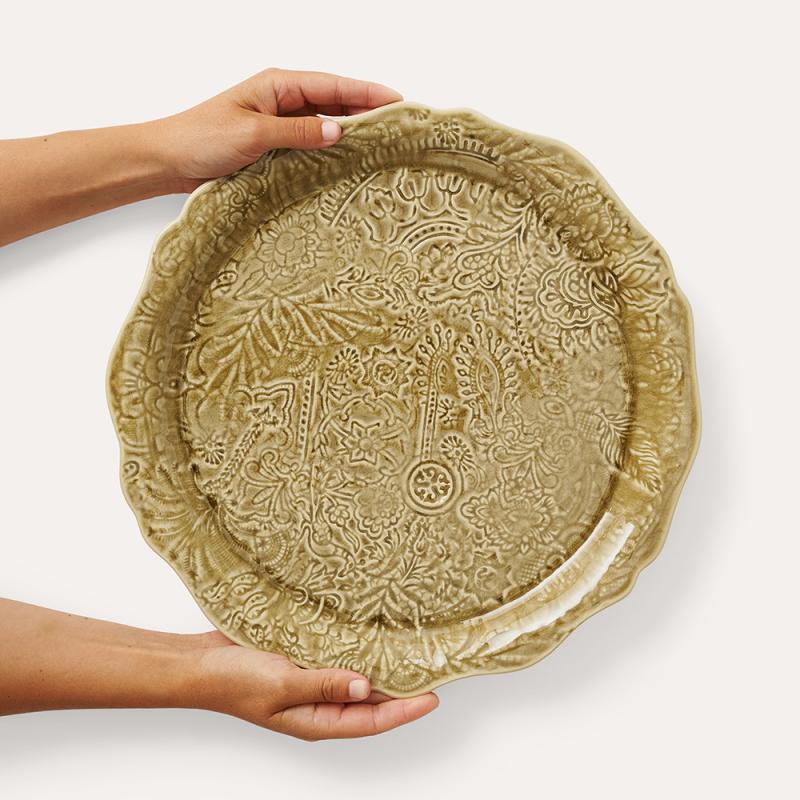 Round serving plate/pizza plate, sand