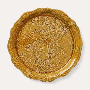 Round serving plate/pizza plate, pineapple