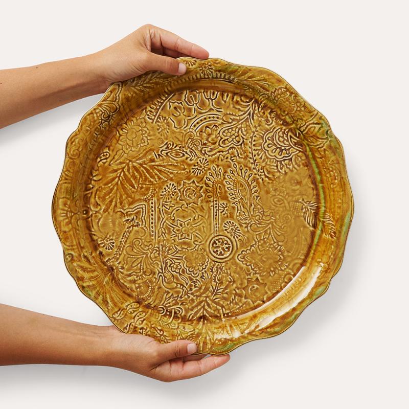 Round serving plate/pizza plate, pineapple