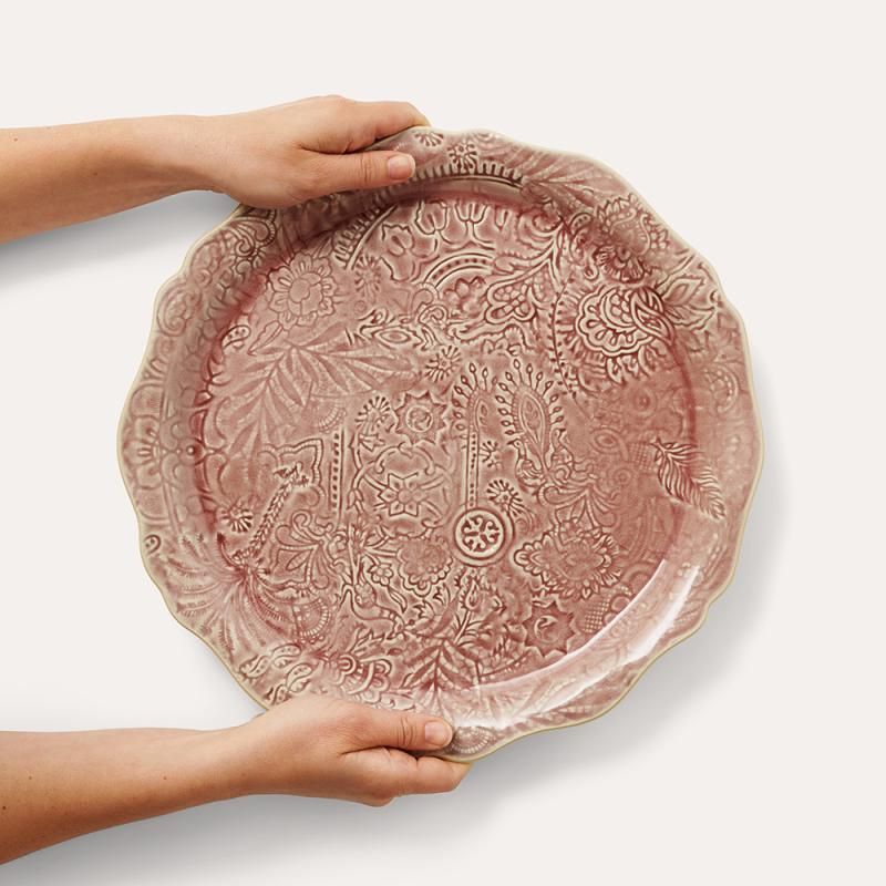 Round serving plate/pizza plate, old rose