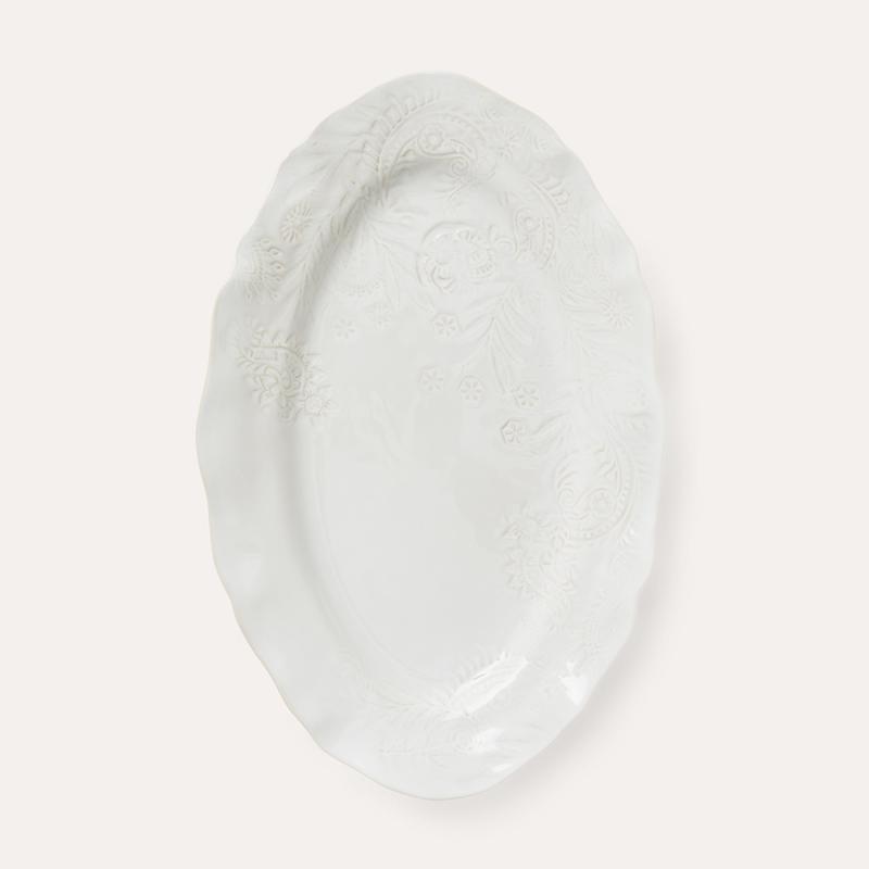 Small oval serving dish white