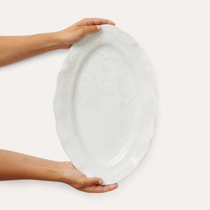 Small oval serving dish white