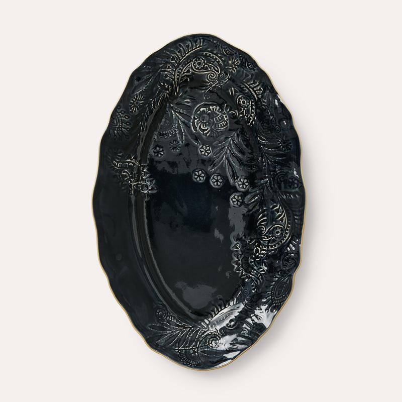 Small oval serving dish, thunder