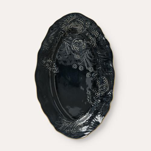 Small oval serving dish, thunder