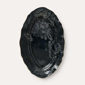 Small oval serving dish, thunder