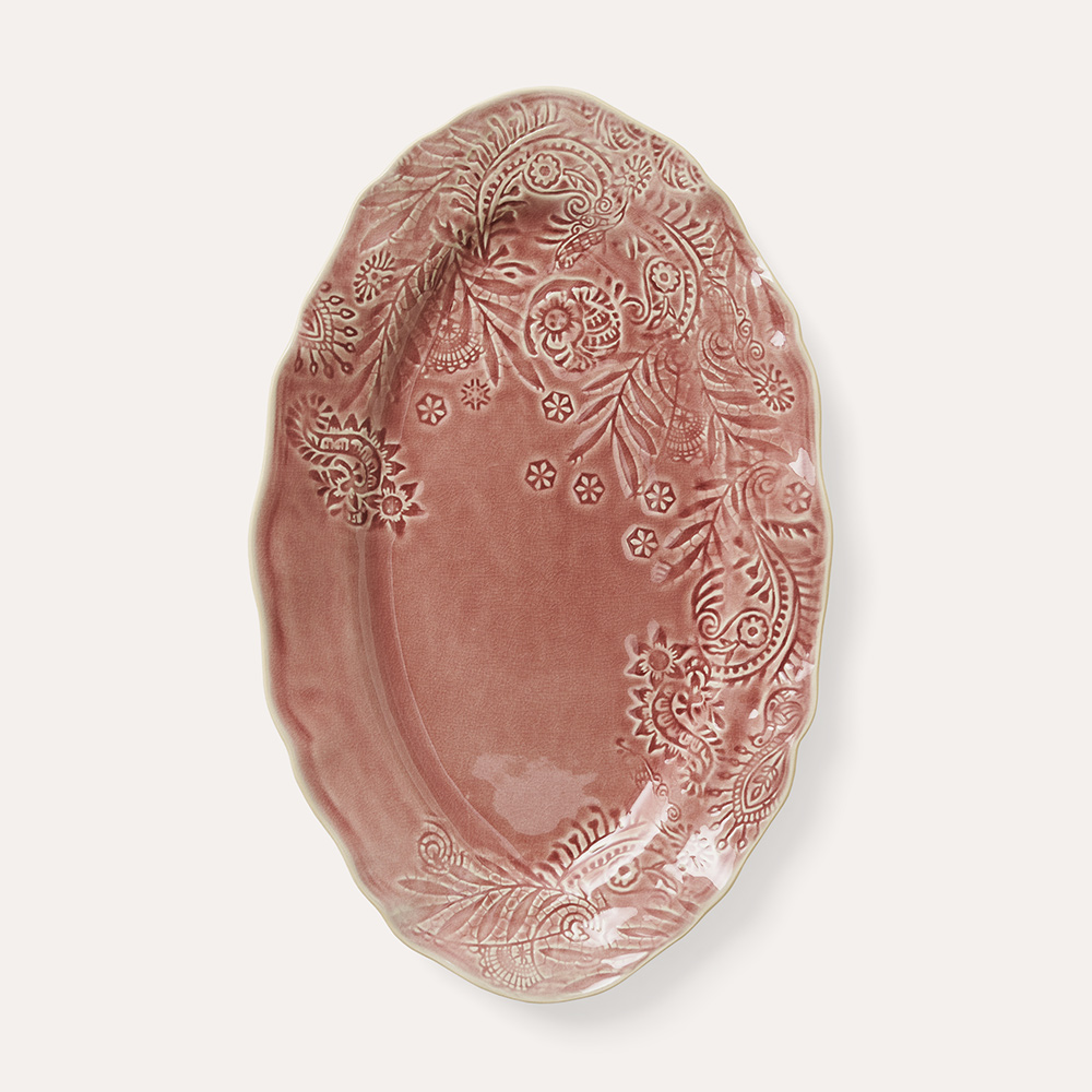 Small oval serving dish, old rose