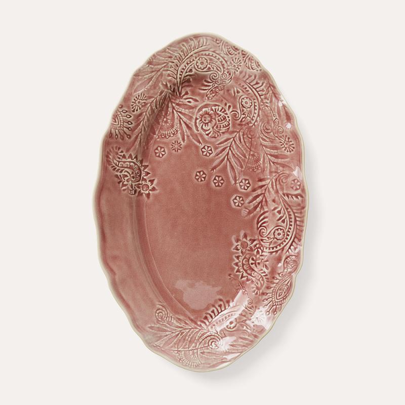 Small oval serving dish, old rose