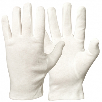 110.0450 är en vit butlerhandske i mjuk bomull som passar vid kontaktallergi eller vid hantering av värdefulla föremål