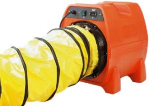 En gul axialslang till Powervent 3000 på 30,5cm i diameter och en längd på 7,5M med både in och utflöde av luft|Tork & Fläkt|PV3000 Heylo|Avfuktning Powervent 3000 är en axialfläkt från Heylo med ett luftflöde på 3102 m³/h och en vikt på 17,5 kg