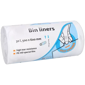 3010V|Soppåse|Papperskorgspåse|Papperskorgspåse Vit 30L HDPE|30 liters påse|soppåse för kontor, badrum, skola|